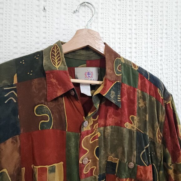 The Territory Ahead Vintage Abstract Earthtone Colors Button Down Shirt Large - Picture 3 of 12